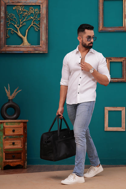 WHITE TEXTURED ROYAL LOOK SHIRT