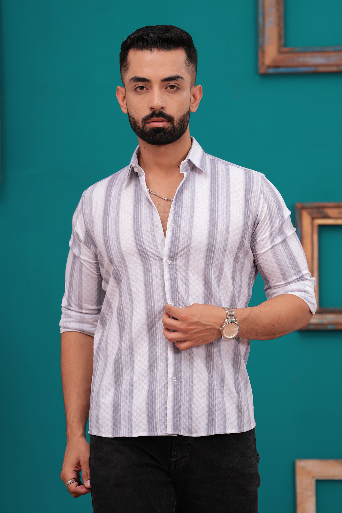 GREY STRIPES BLEND SHIRT