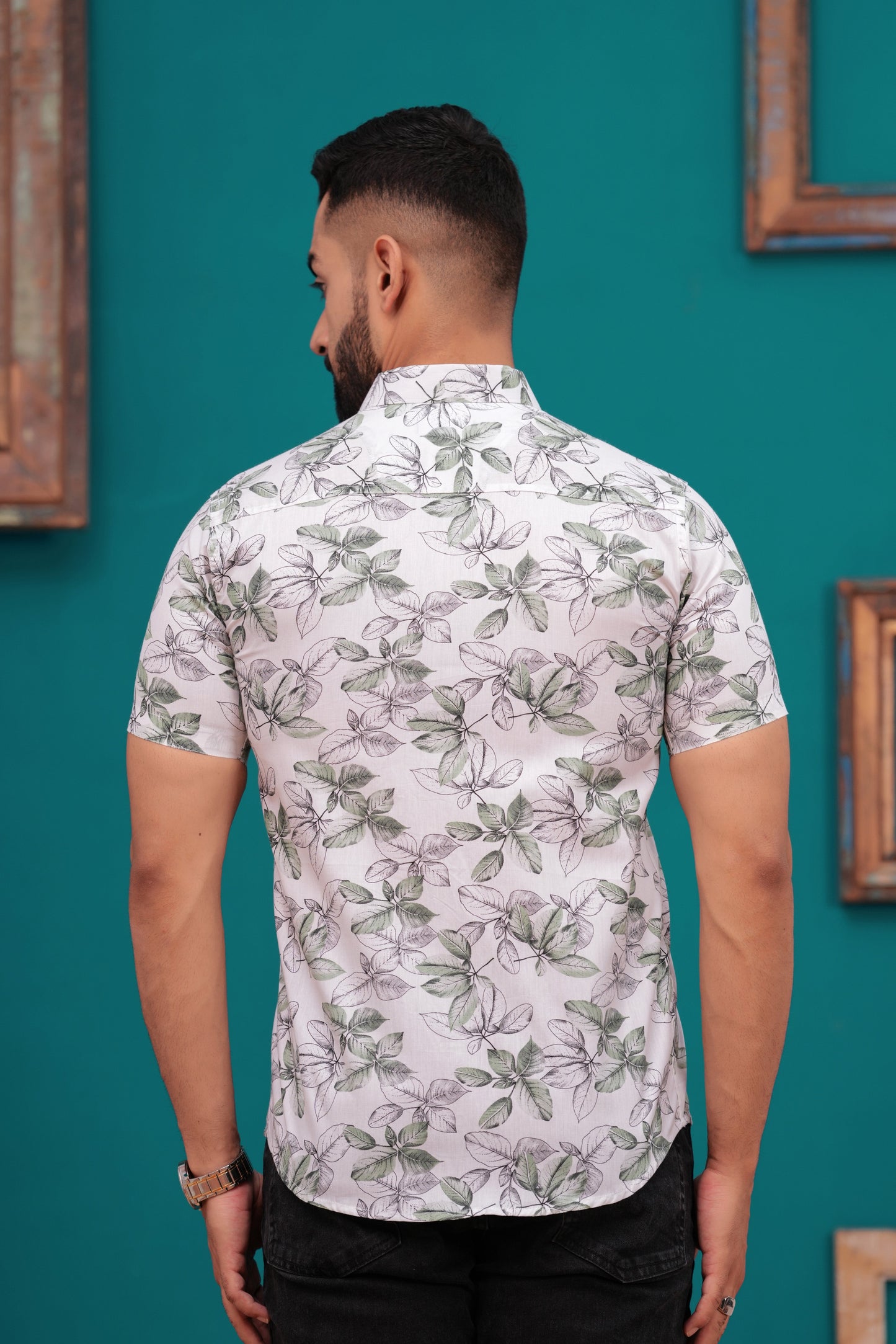 FLOWER PRINTED CASUAL HALF SLEEVES SHIRT