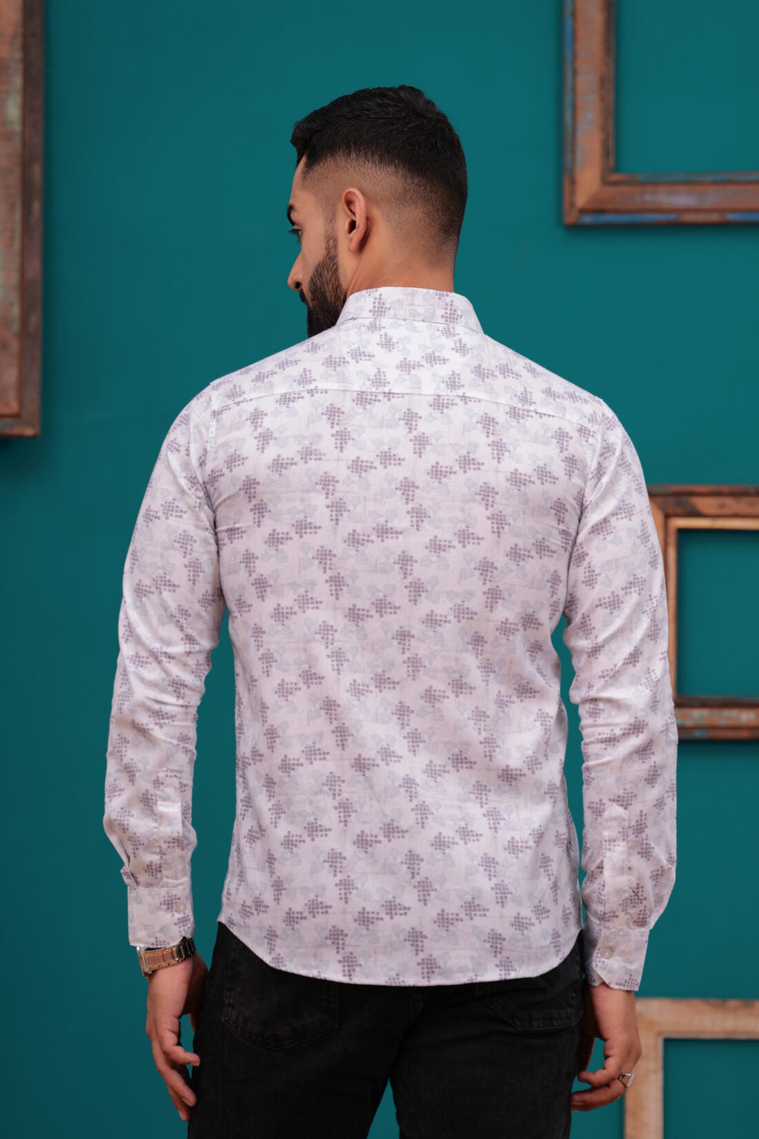 Classic Slim Fit Floral Printed Casual Shirt