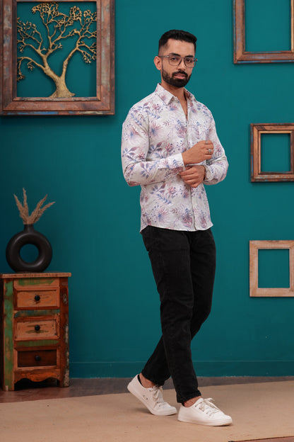 WHITE FLORAL PRINTED SHIRT