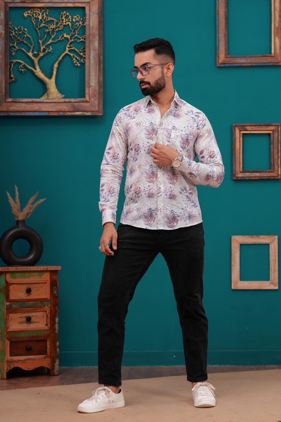 WHITE FLORAL PRINTED SHIRT