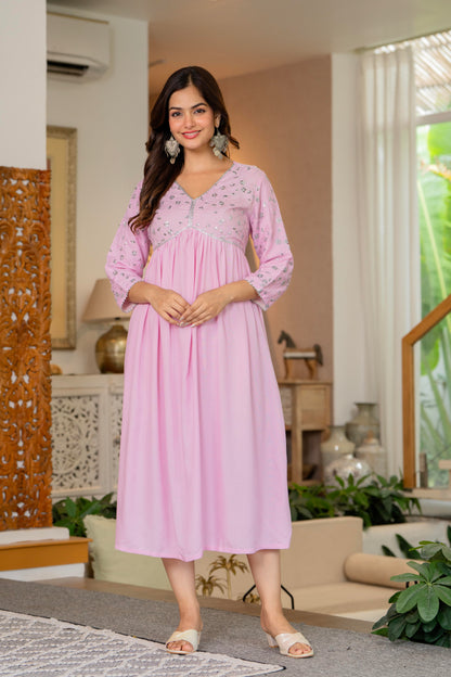 Pink Sequence Embroidered Rayon Anarkali Gown