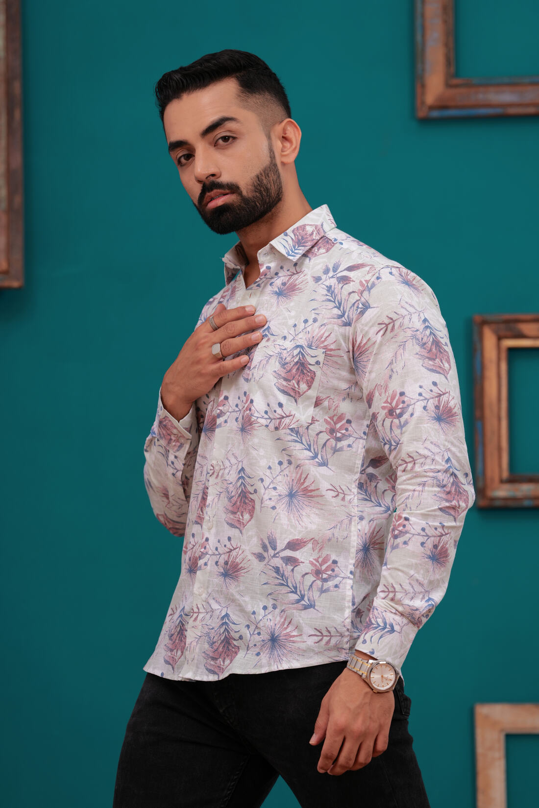WHITE FLORAL PRINTED SHIRT