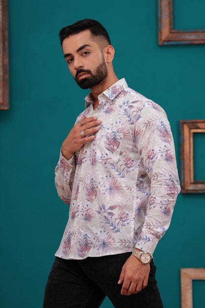 WHITE FLORAL PRINTED SHIRT