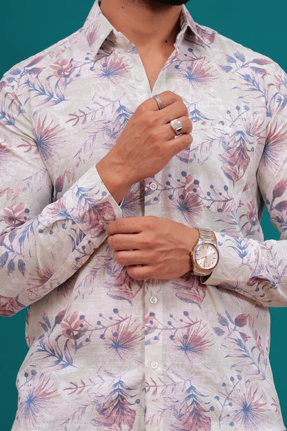 WHITE FLORAL PRINTED SHIRT