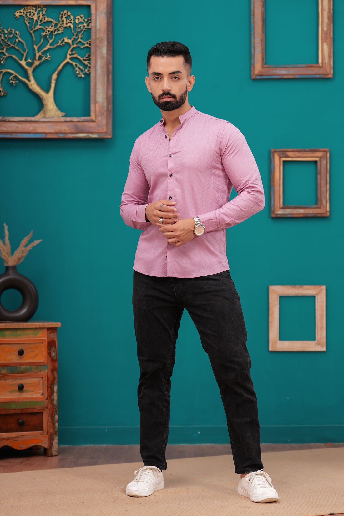 PINK LINEN BLEND SHIRT