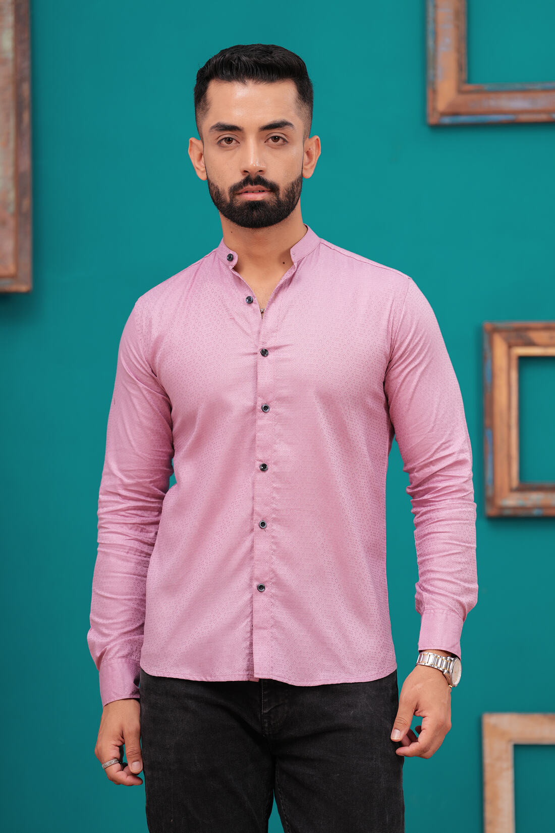 PINK LINEN BLEND SHIRT