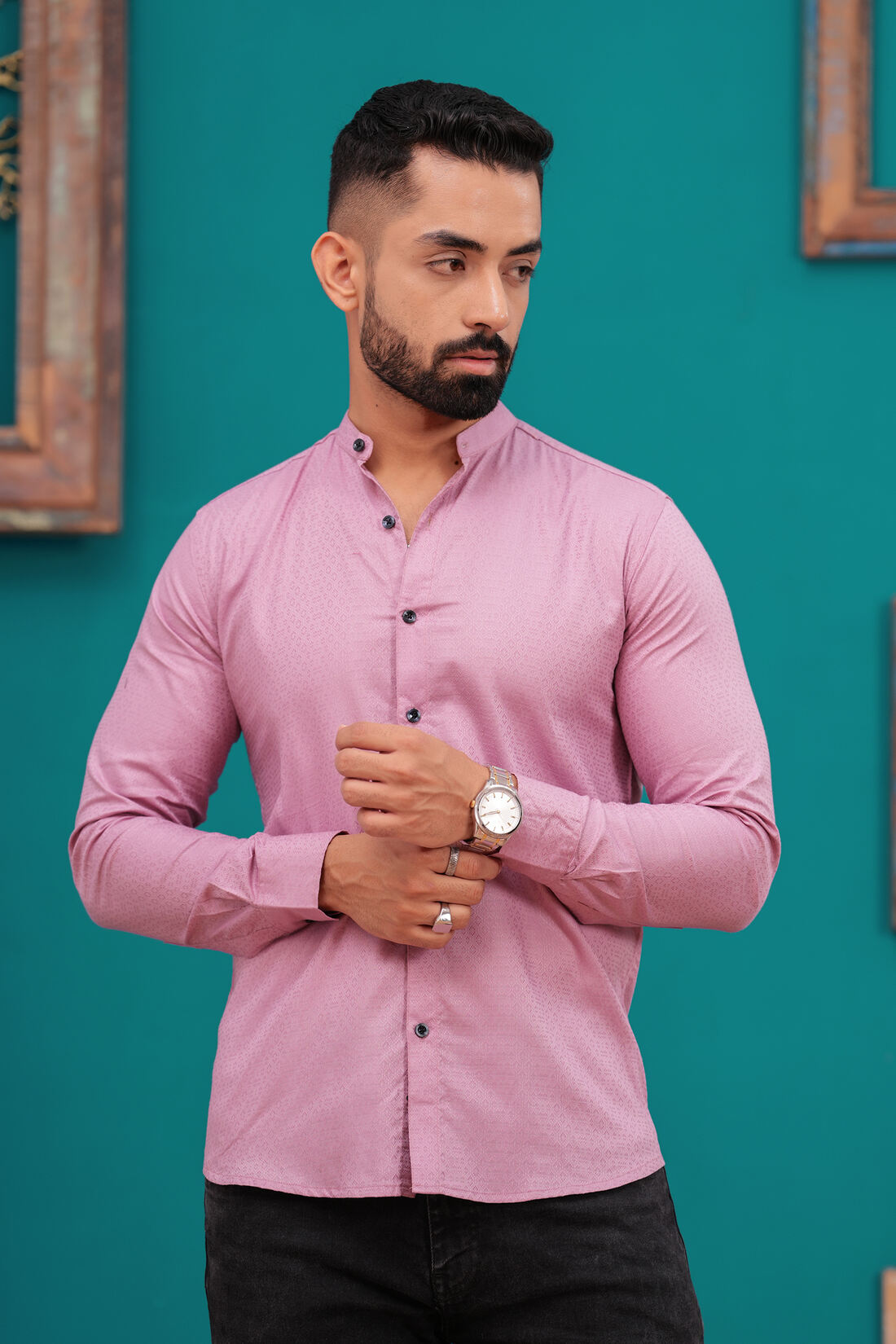 PINK LINEN BLEND SHIRT