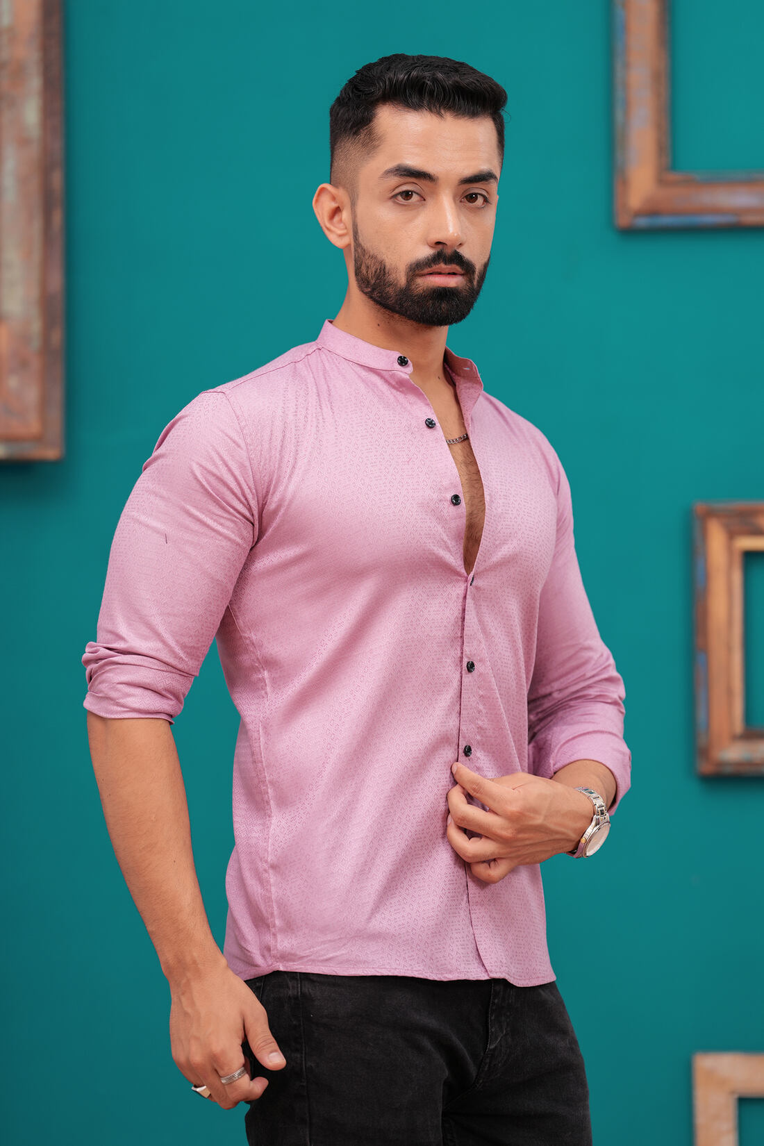 PINK LINEN BLEND SHIRT