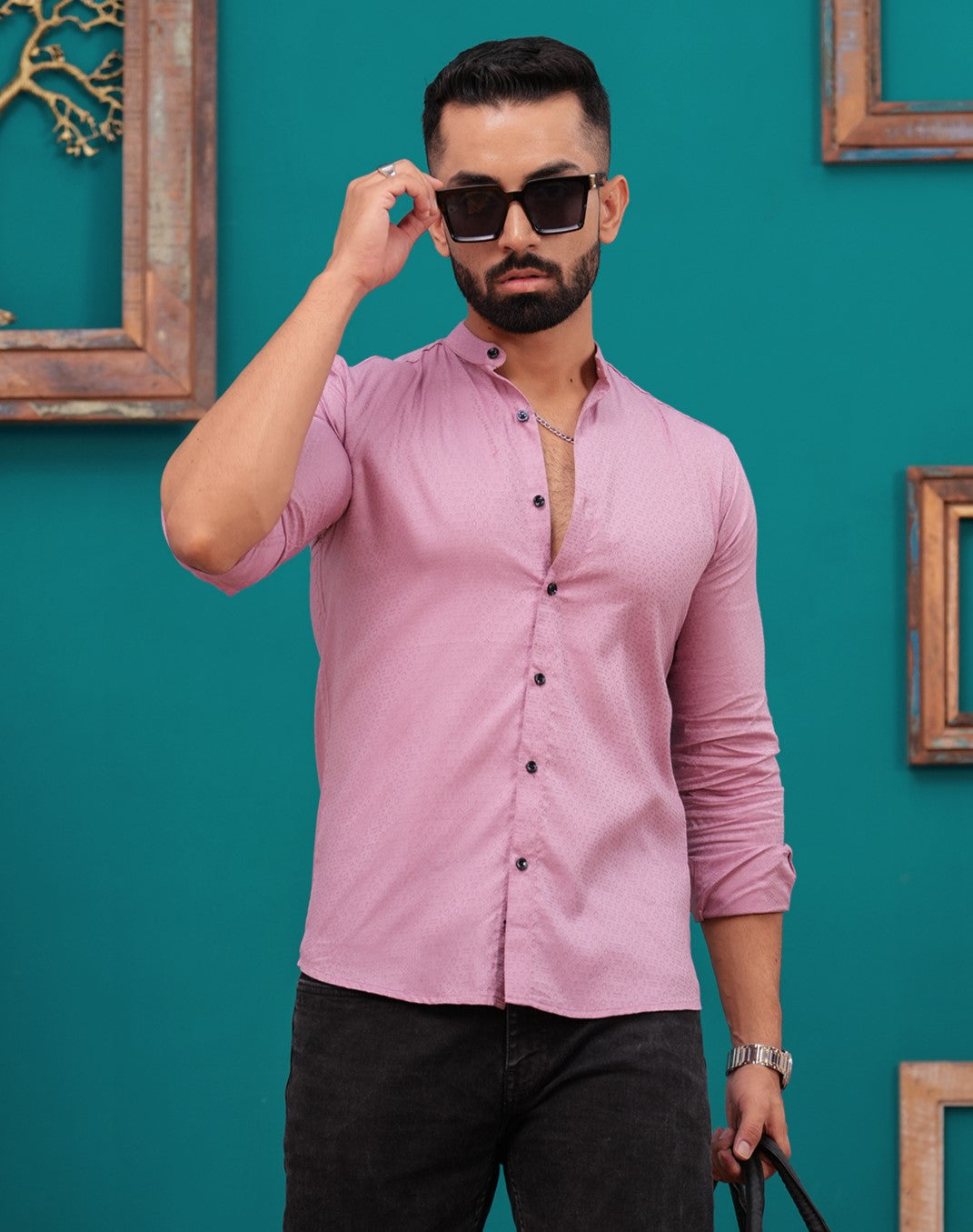PINK LINEN BLEND SHIRT