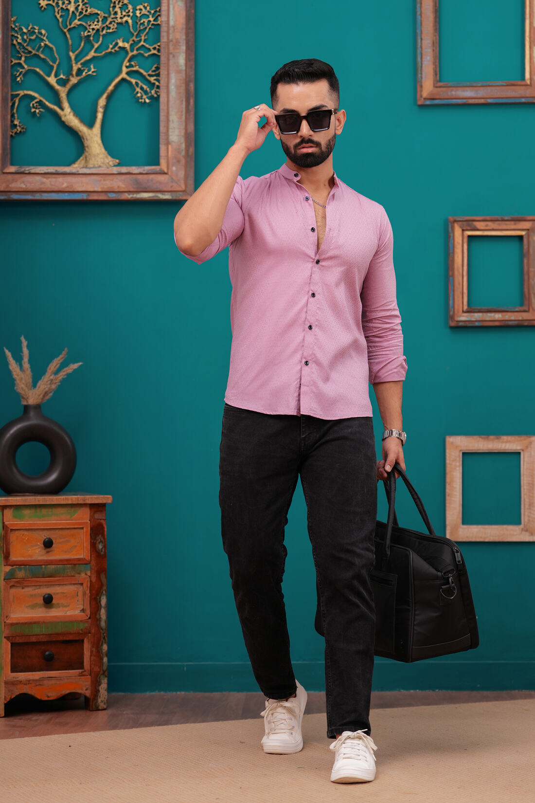 PINK LINEN BLEND SHIRT