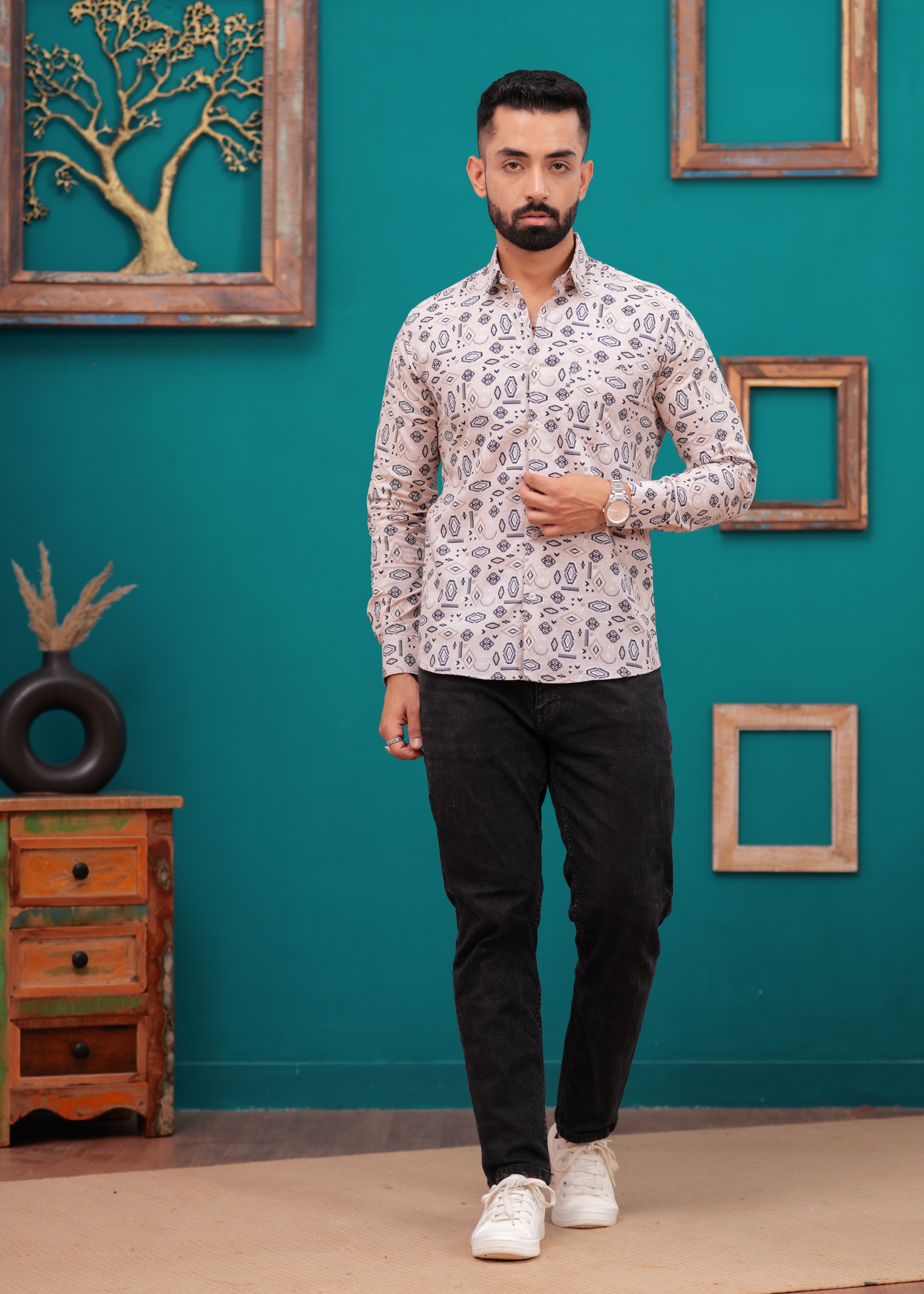 SLIM FIT PRINTED MENS SHIRT