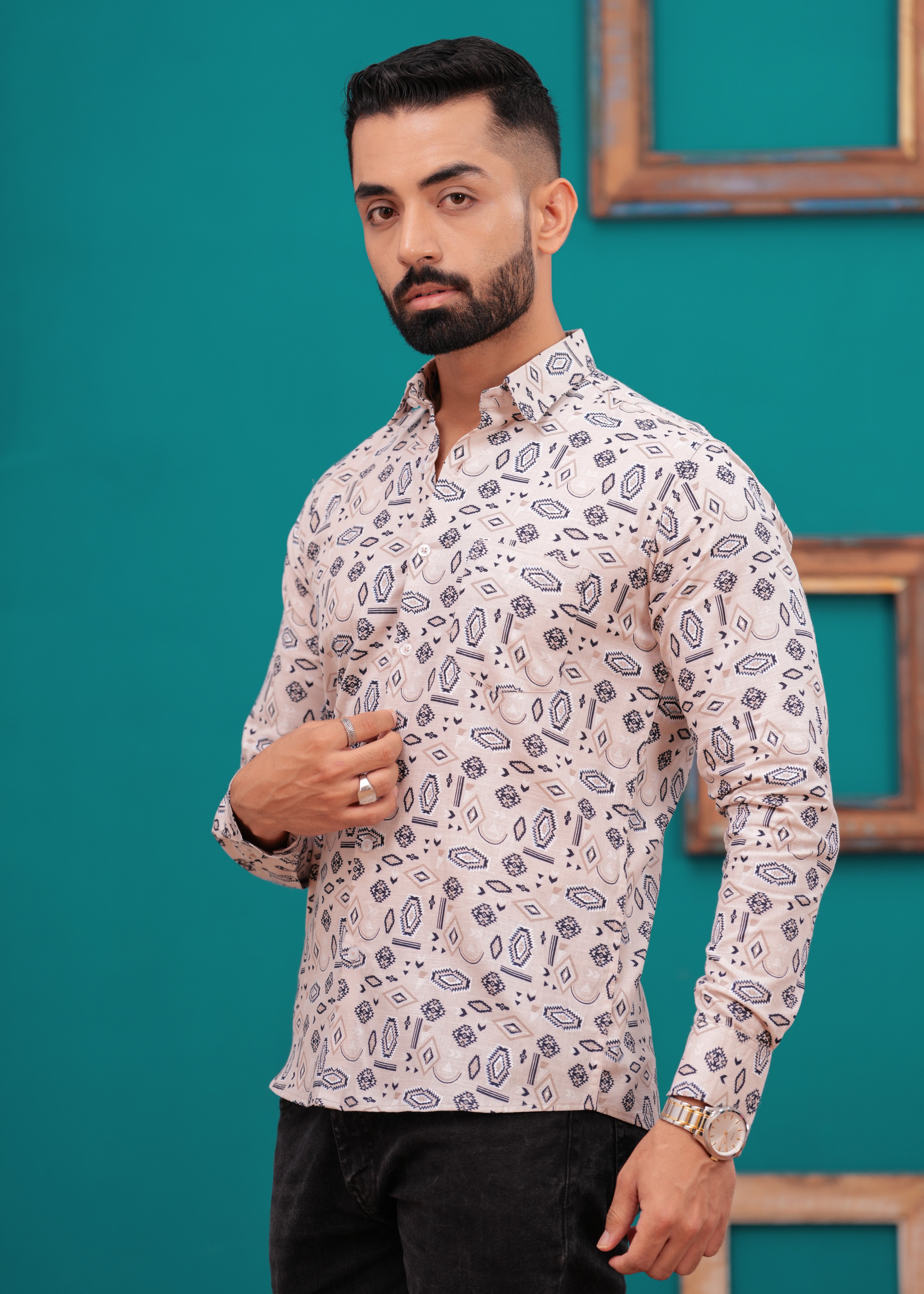SLIM FIT PRINTED MENS SHIRT