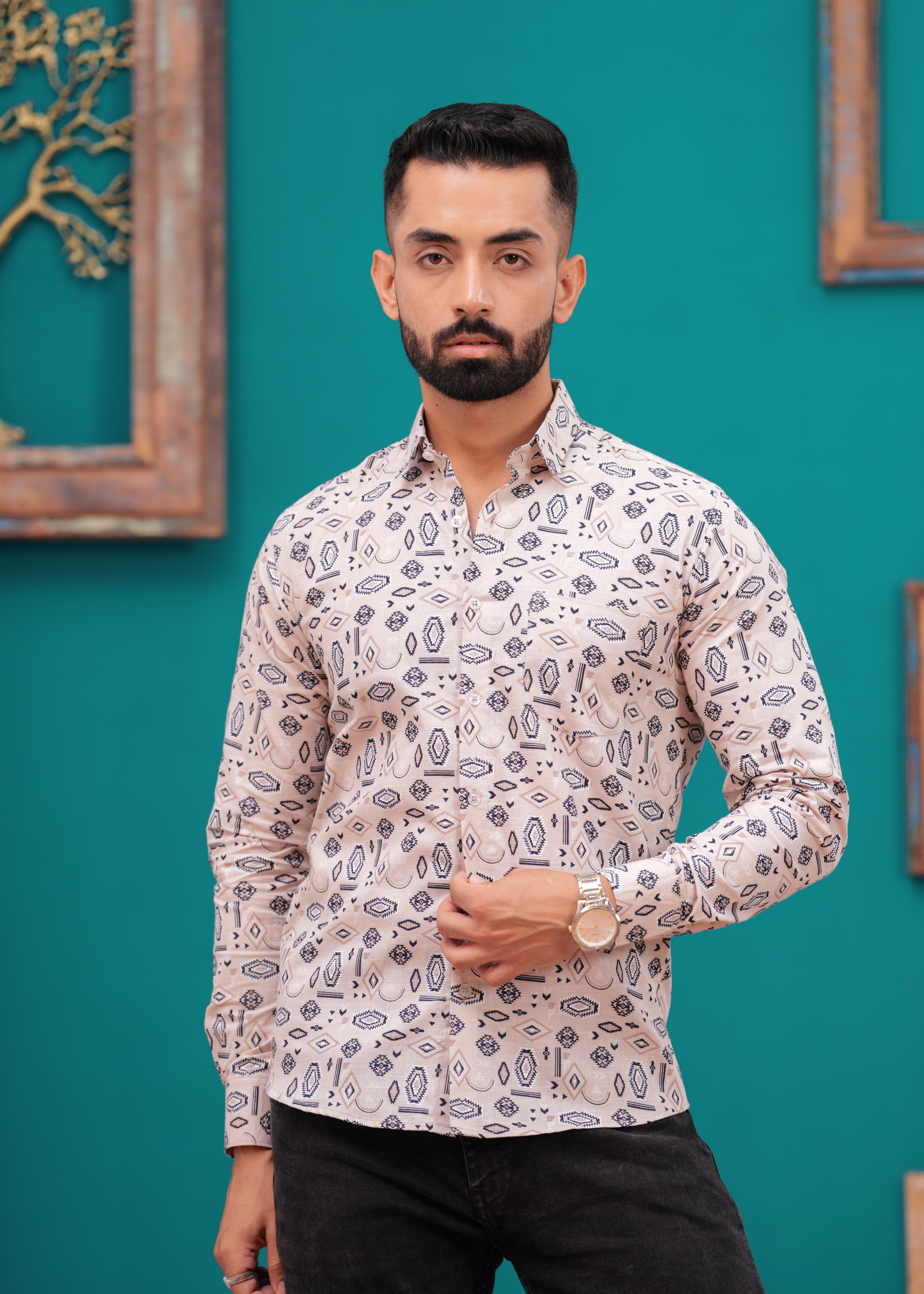 SLIM FIT PRINTED MENS SHIRT