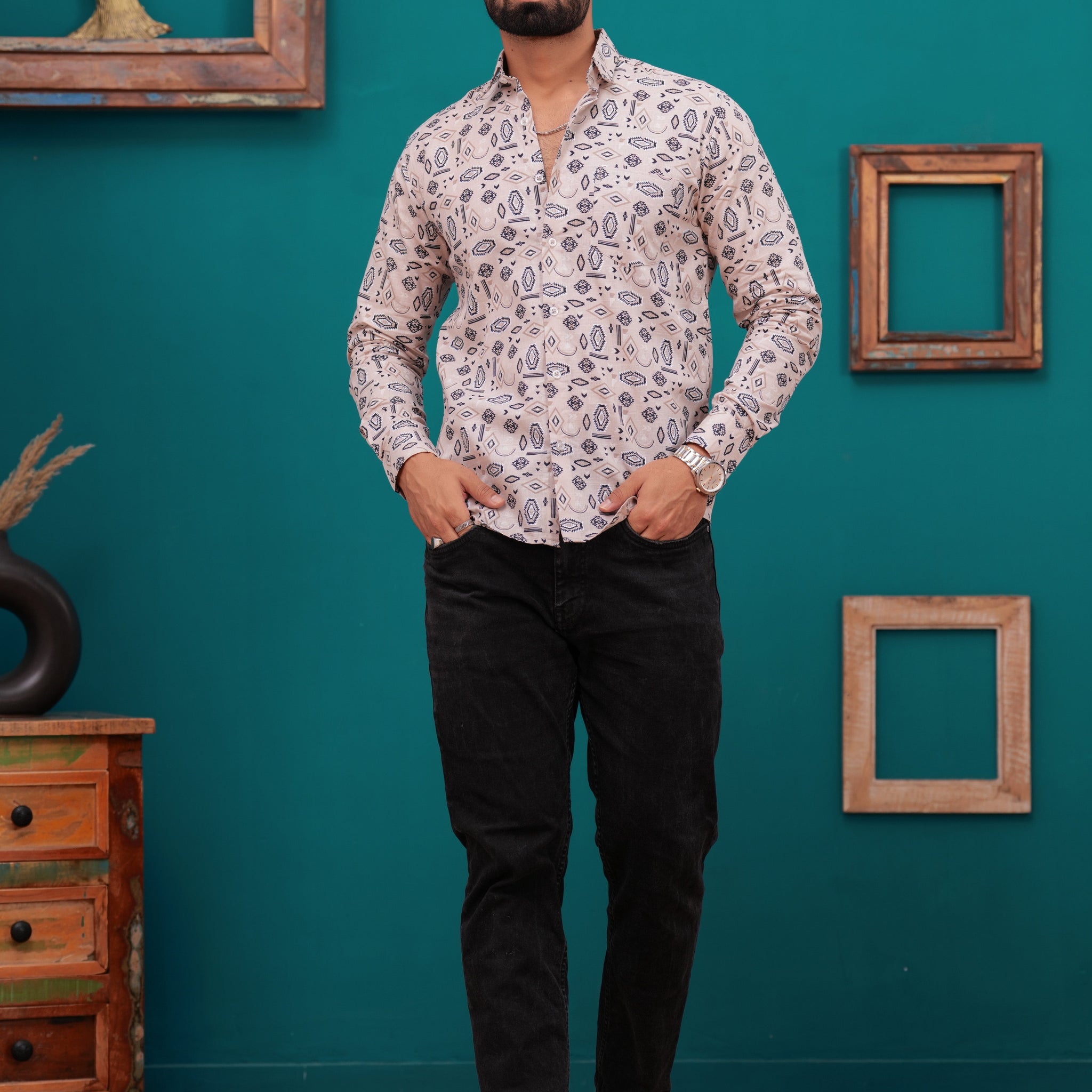 SLIM FIT PRINTED MENS SHIRT