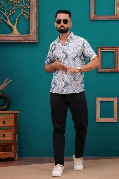 REGENT GREY BLOCK PRINTED SHIRT