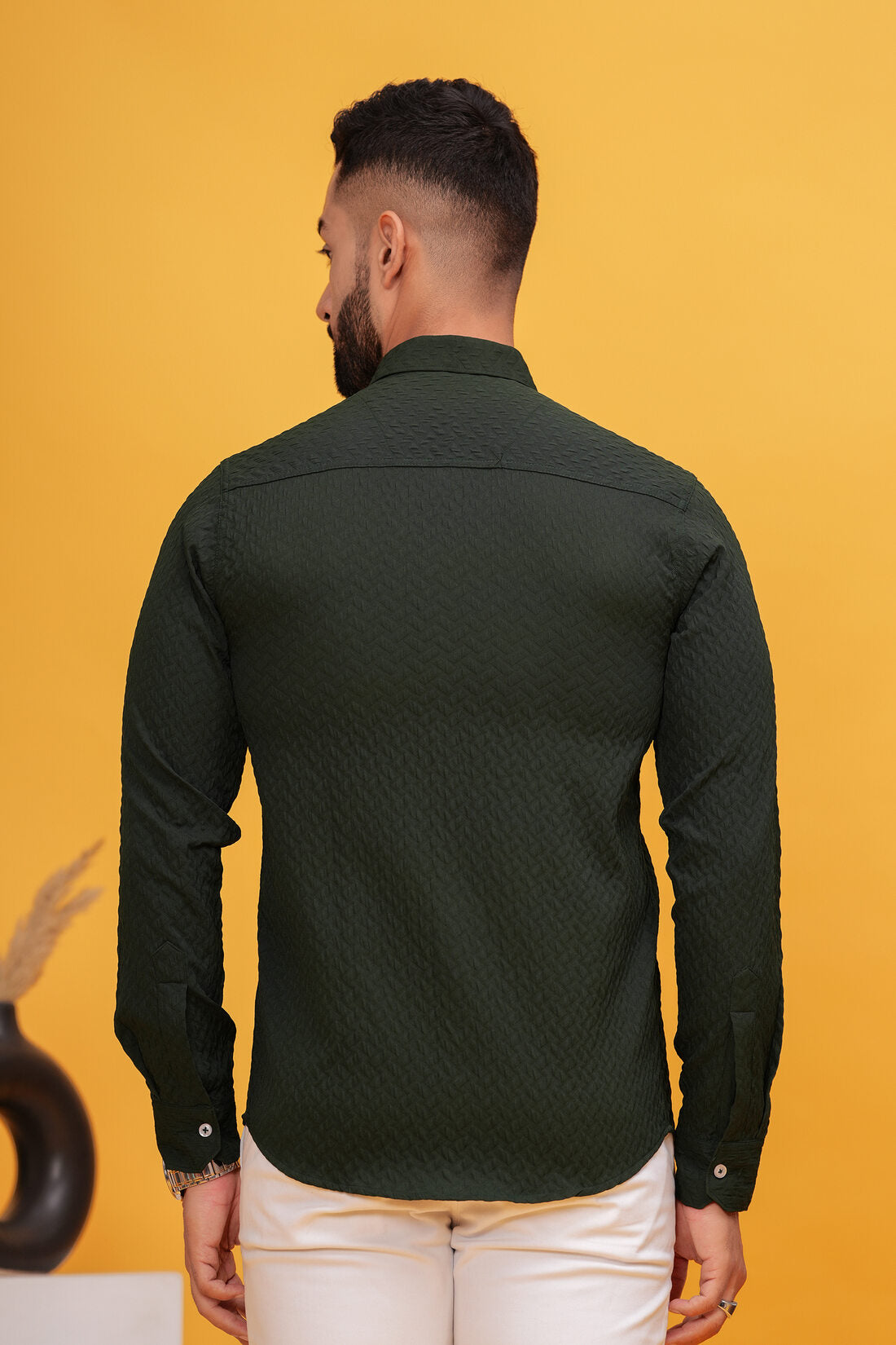 GREEN ZEUS TEXTURE CASUAL SHIRT