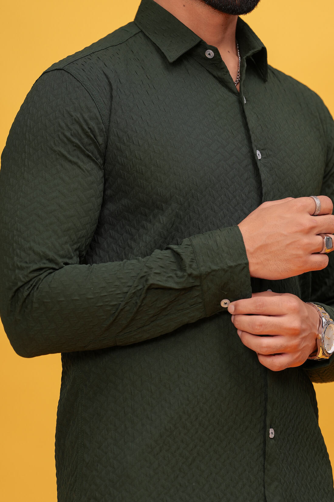 GREEN ZEUS TEXTURE CASUAL SHIRT