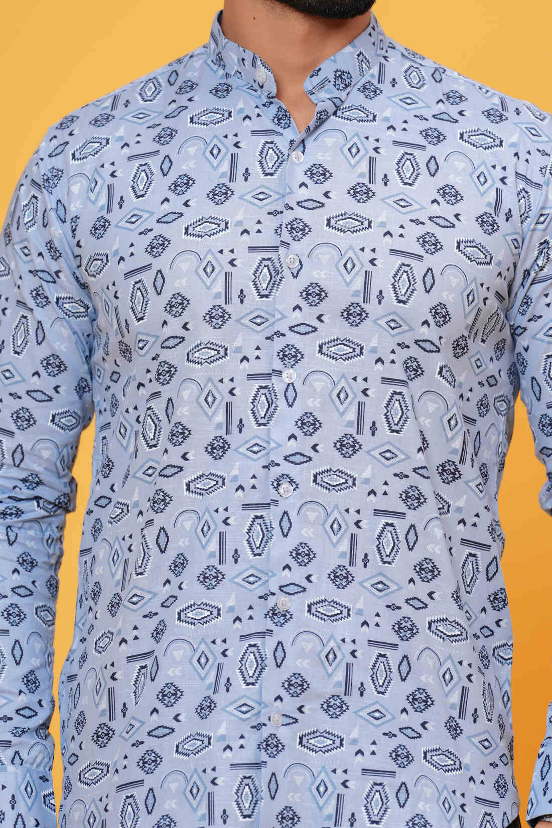CADET BLUE PRINTED MENS SHIRT
