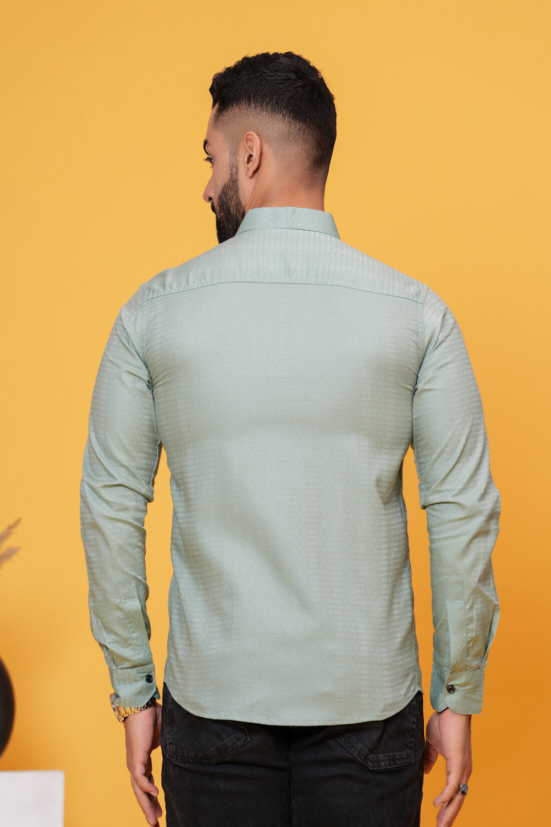 FRENCH GREENISH TEXTURED SHIRT