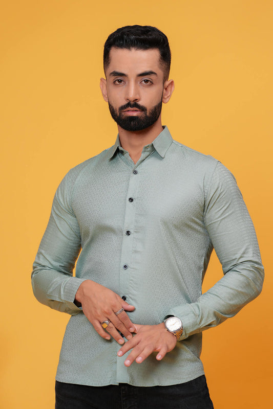 FRENCH GREENISH TEXTURED SHIRT