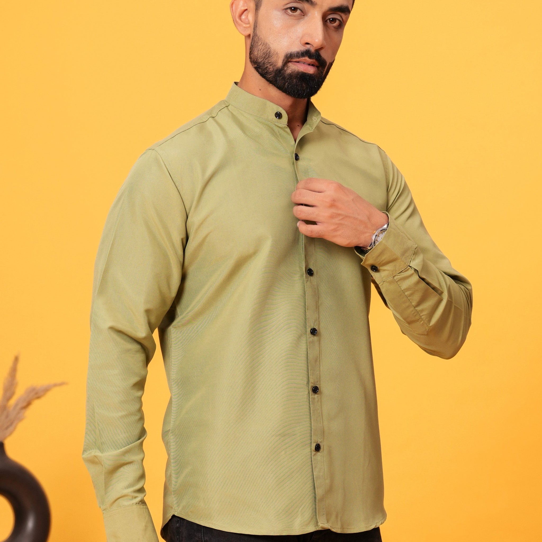 OLIVE GREEN SOLID SHIRT