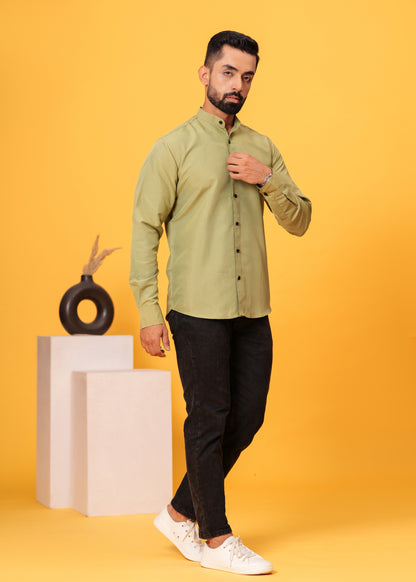 OLIVE GREEN SOLID SHIRT