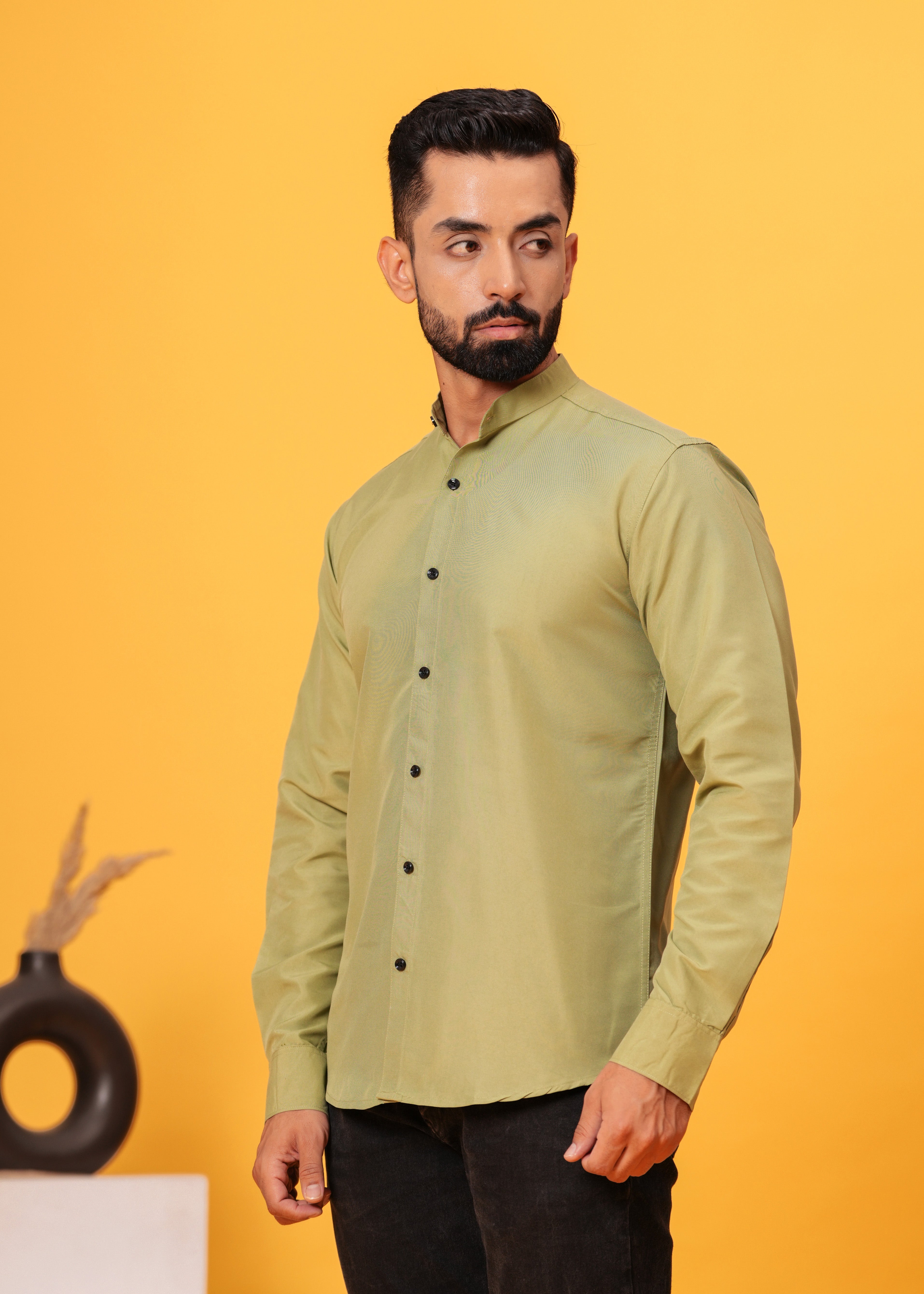 OLIVE GREEN SOLID SHIRT