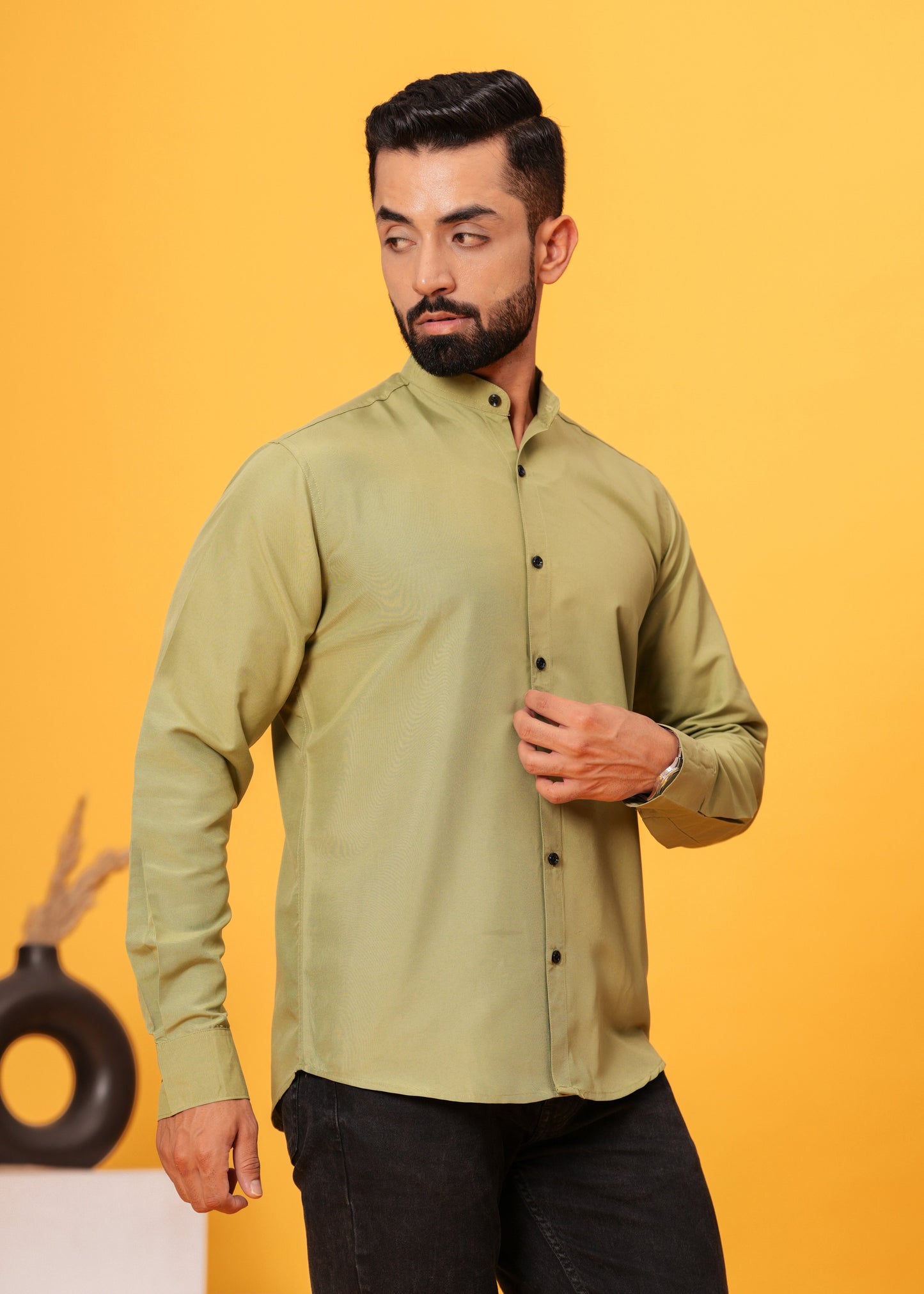 OLIVE GREEN SOLID SHIRT