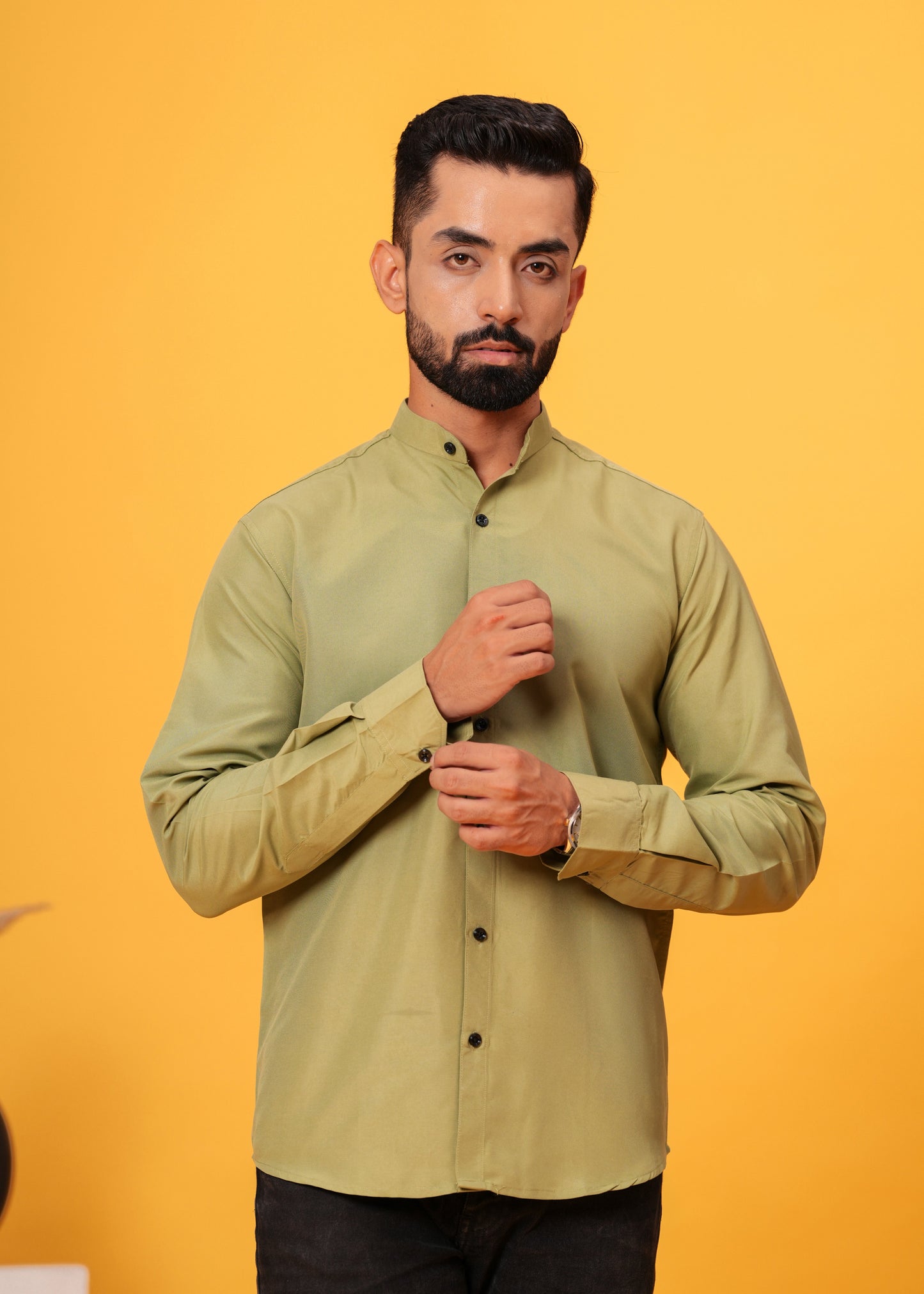 OLIVE GREEN SOLID SHIRT