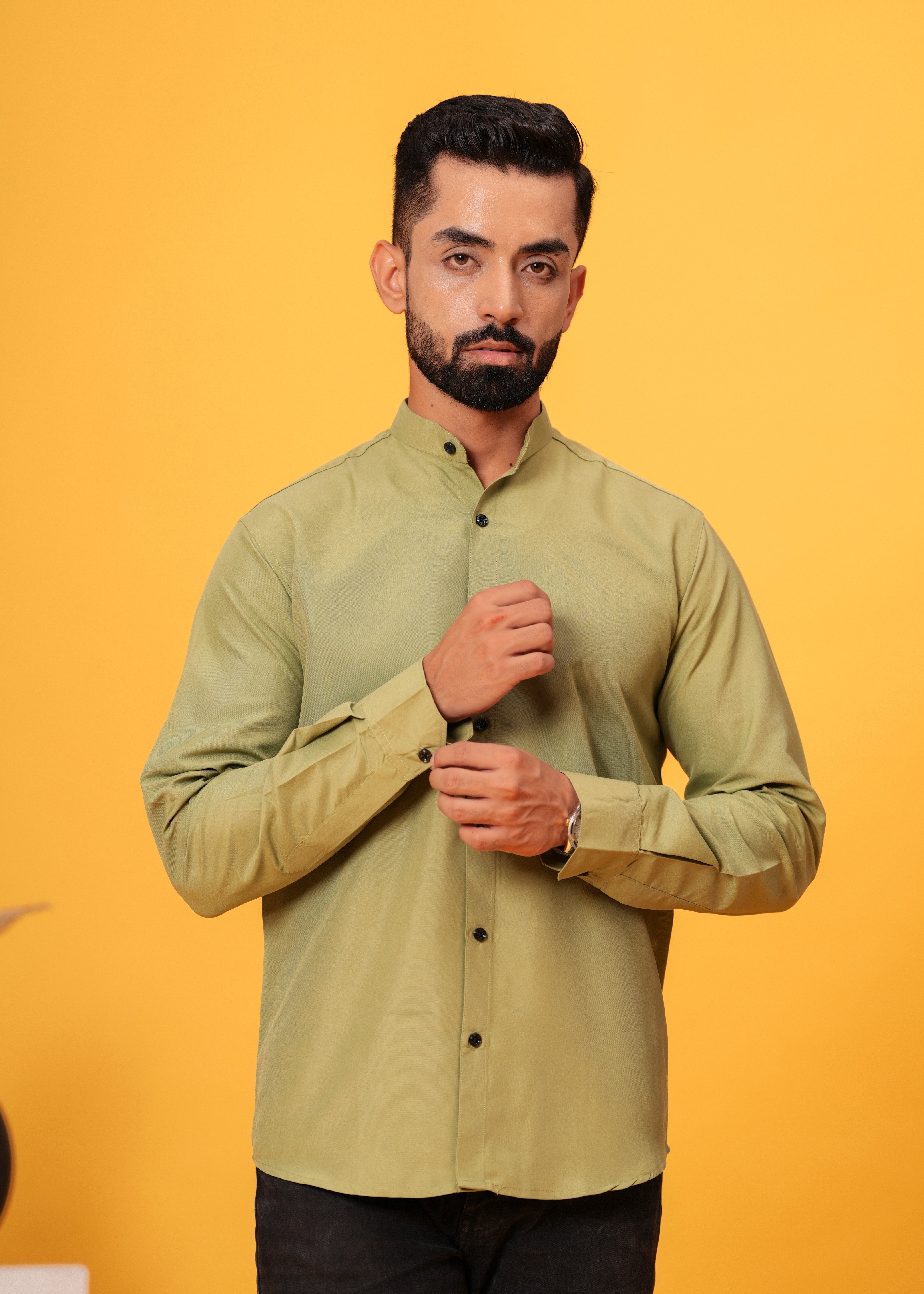 OLIVE GREEN SOLID SHIRT