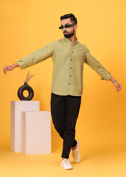 OLIVE GREEN SOLID SHIRT