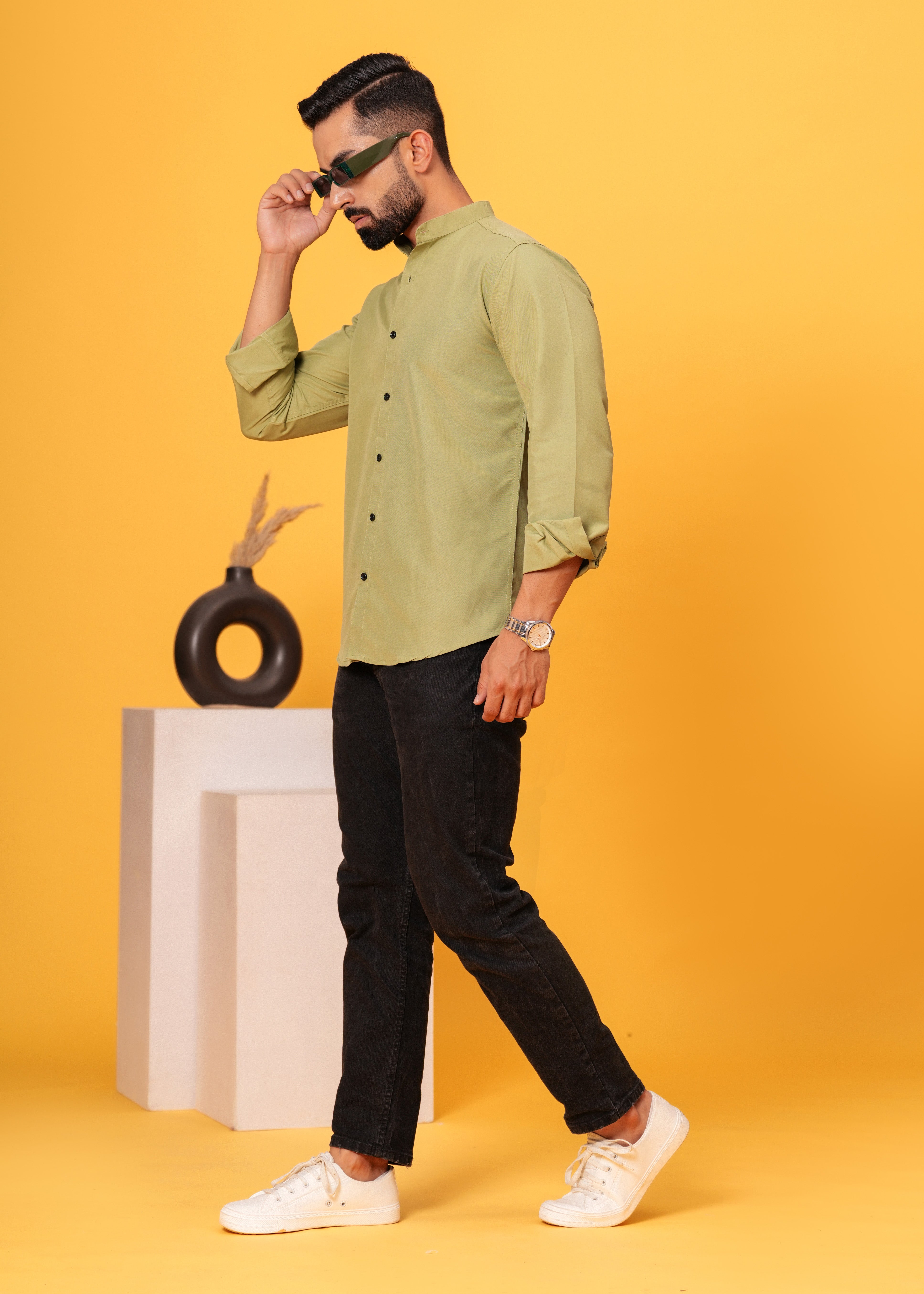 OLIVE GREEN SOLID SHIRT