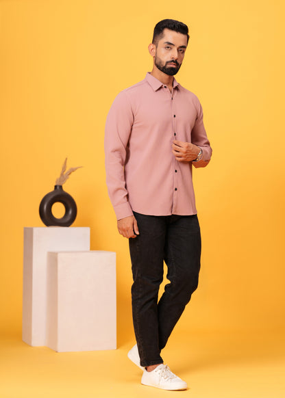 STICK PINK Textured Shirt