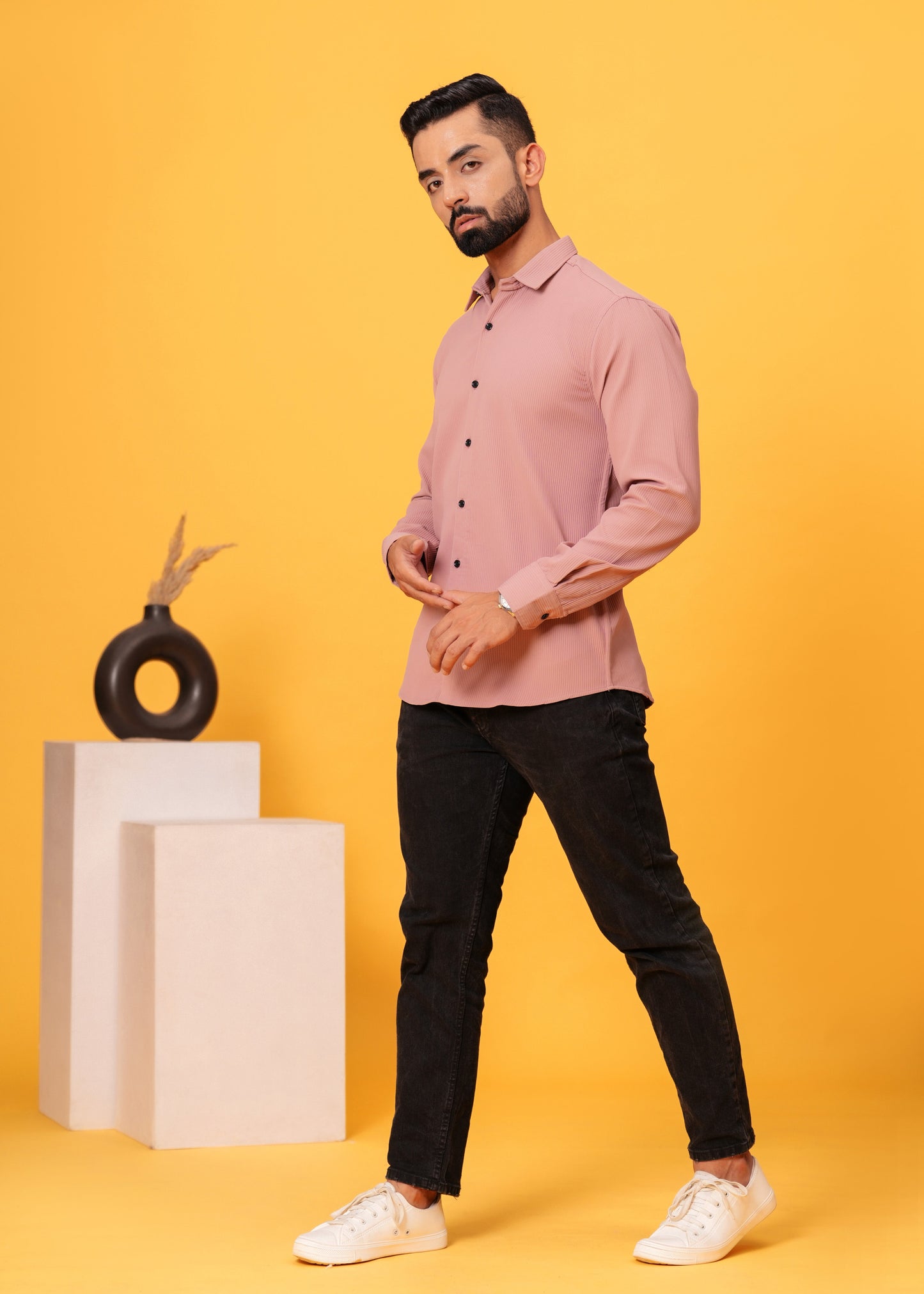 STICK PINK Textured Shirt