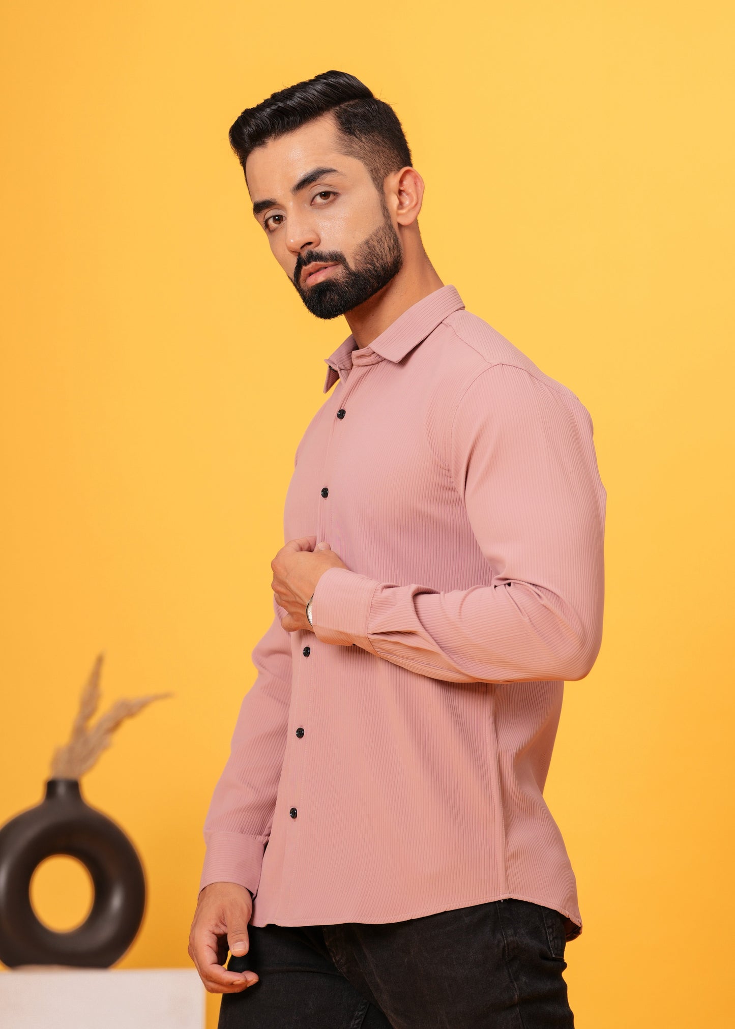 STICK PINK Textured Shirt