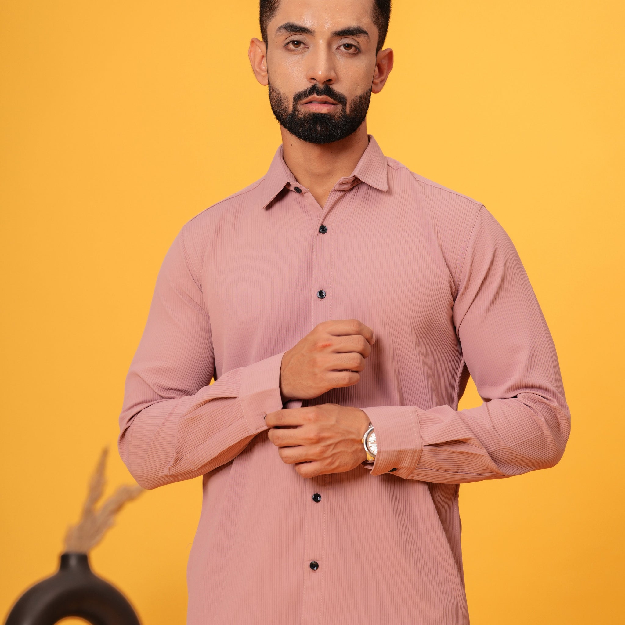 STICK PINK Textured Shirt