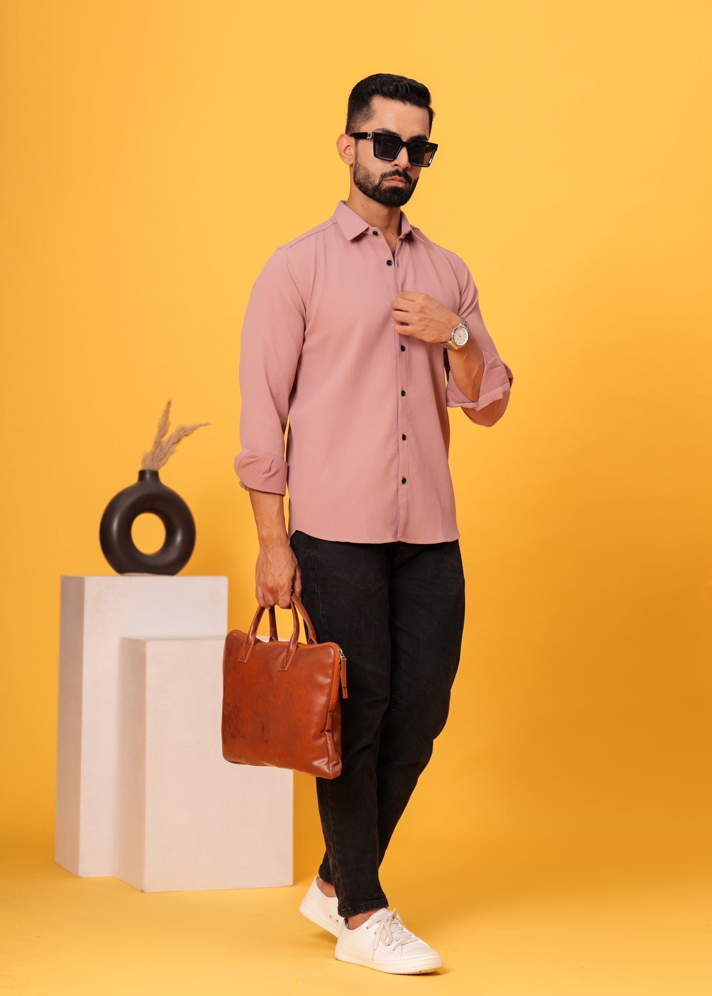 STICK PINK Textured Shirt