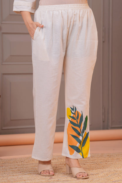 Off White Printed Cotton Flex Co-Ord Set