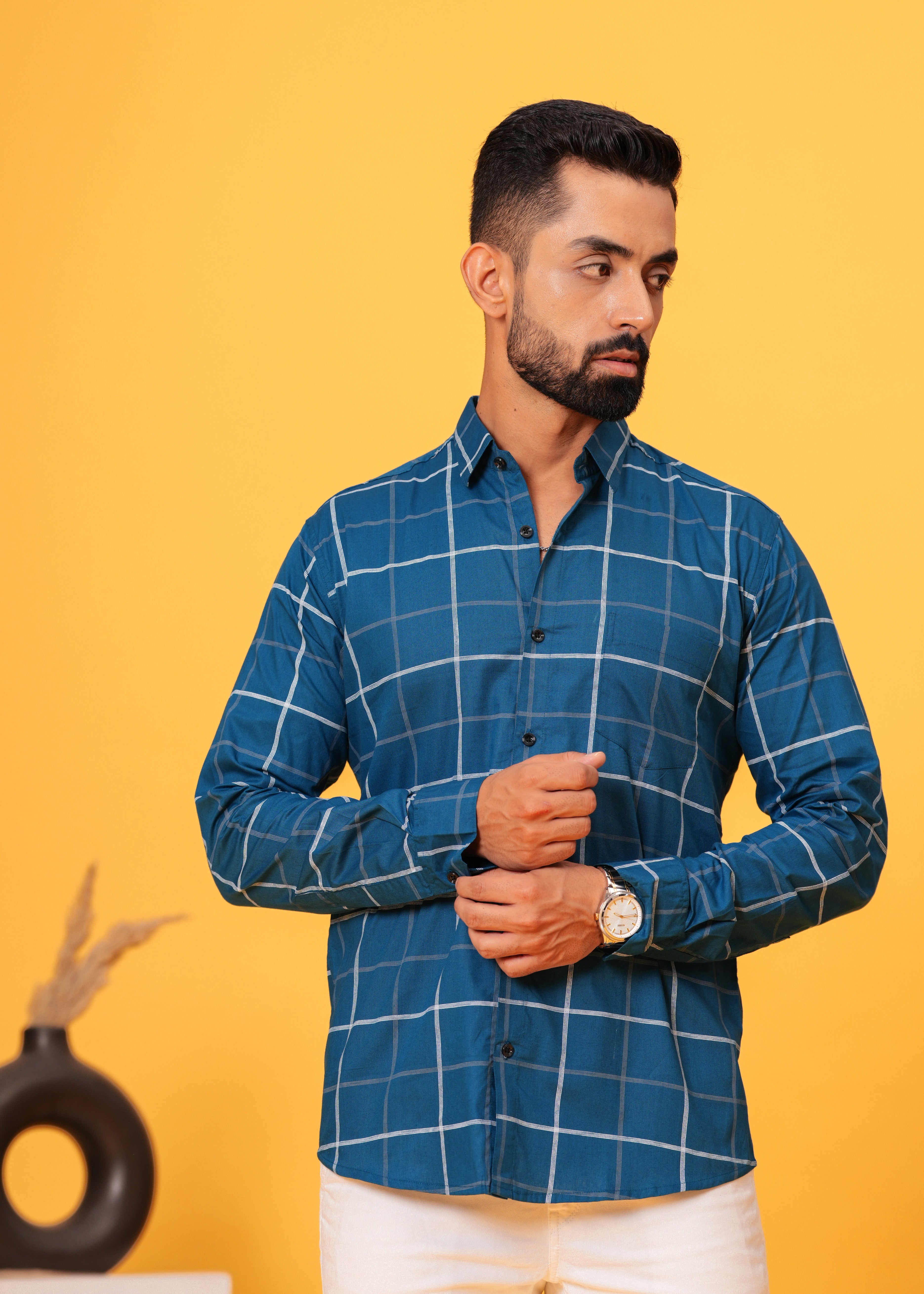 BLUE CHECKS COTTON SHIRT