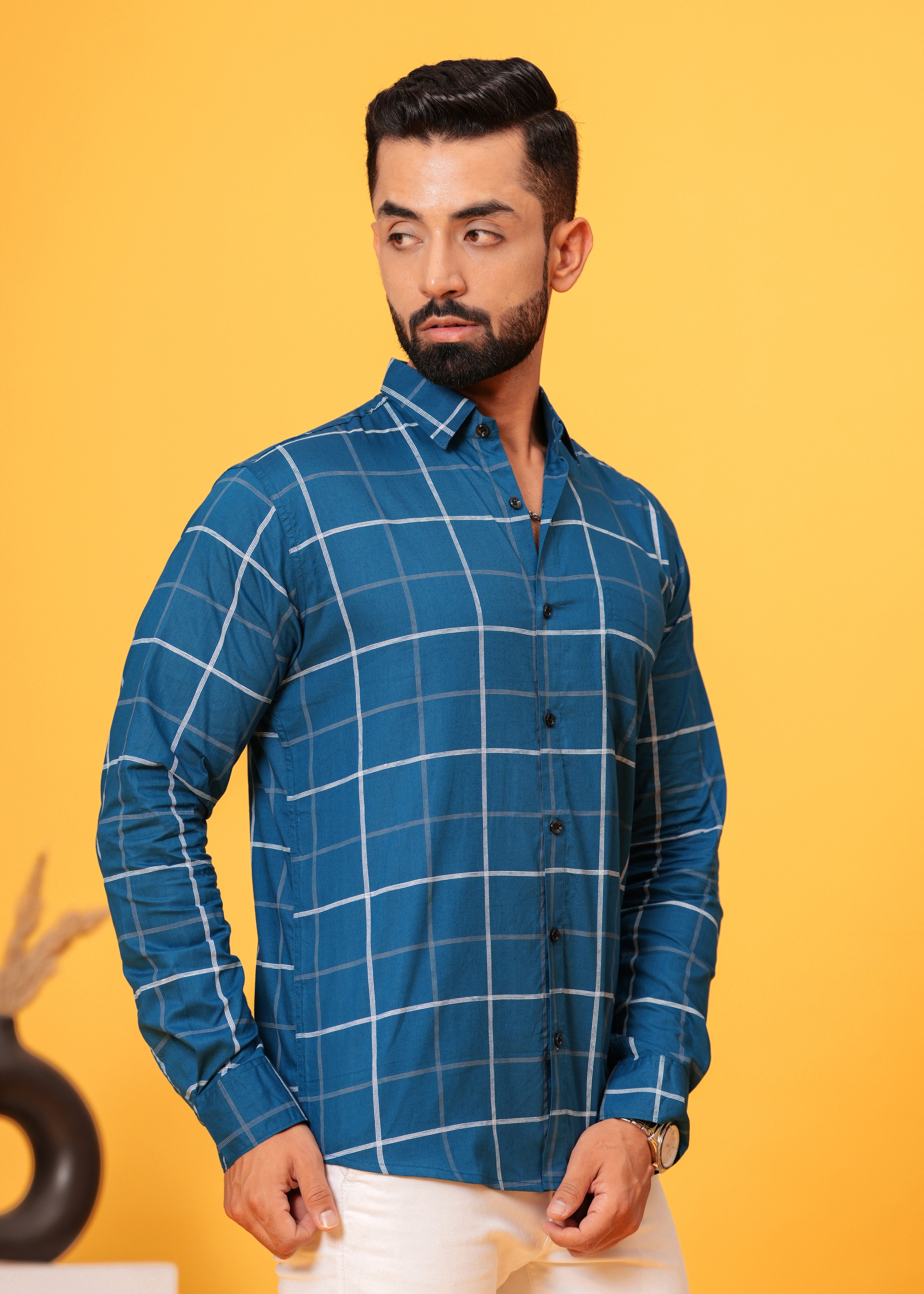 BLUE CHECKS COTTON SHIRT