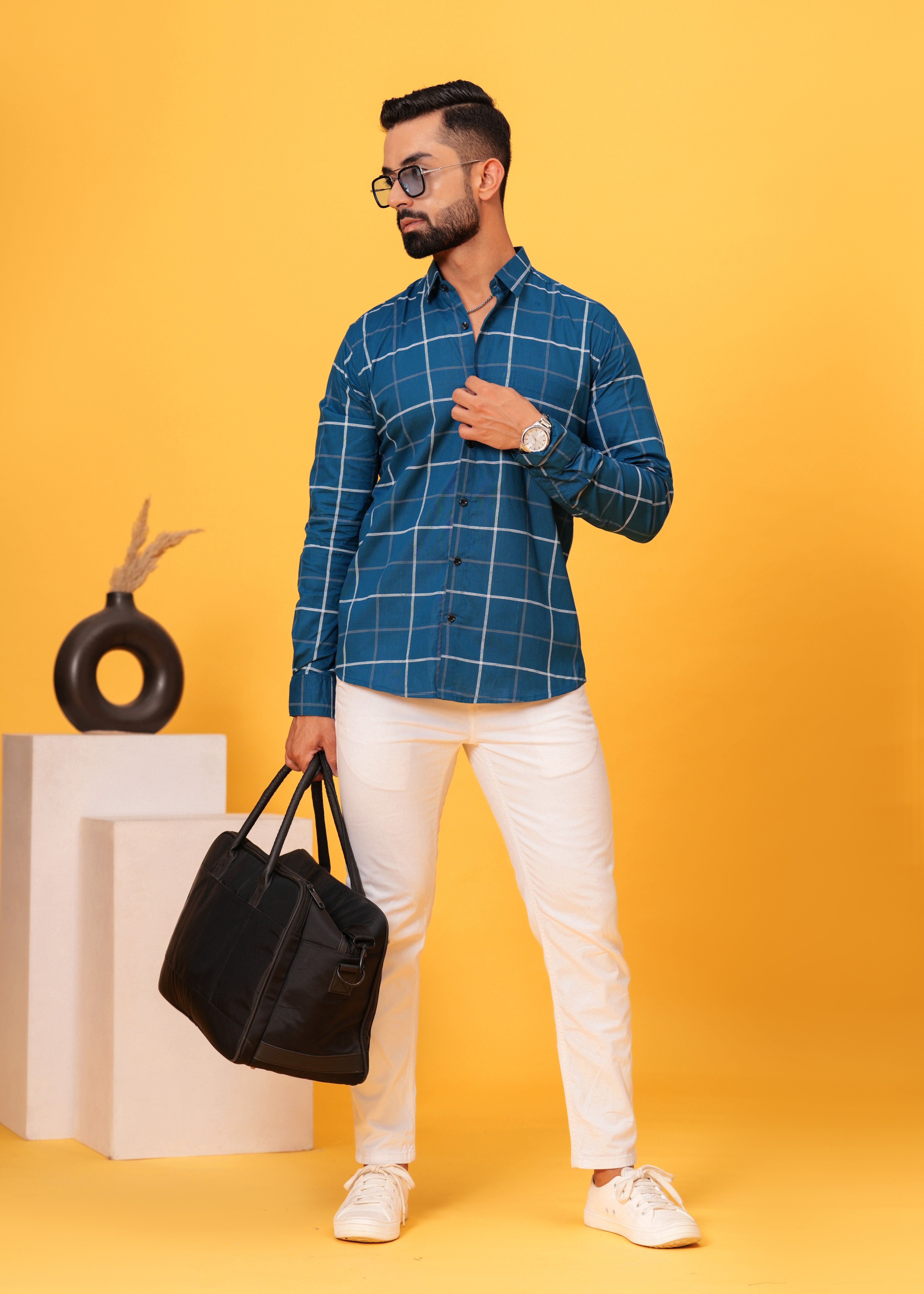 BLUE CHECKS COTTON SHIRT