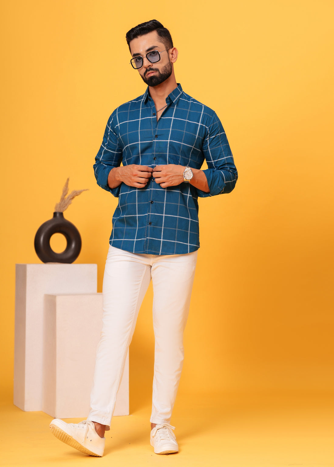 BLUE CHECKS COTTON SHIRT