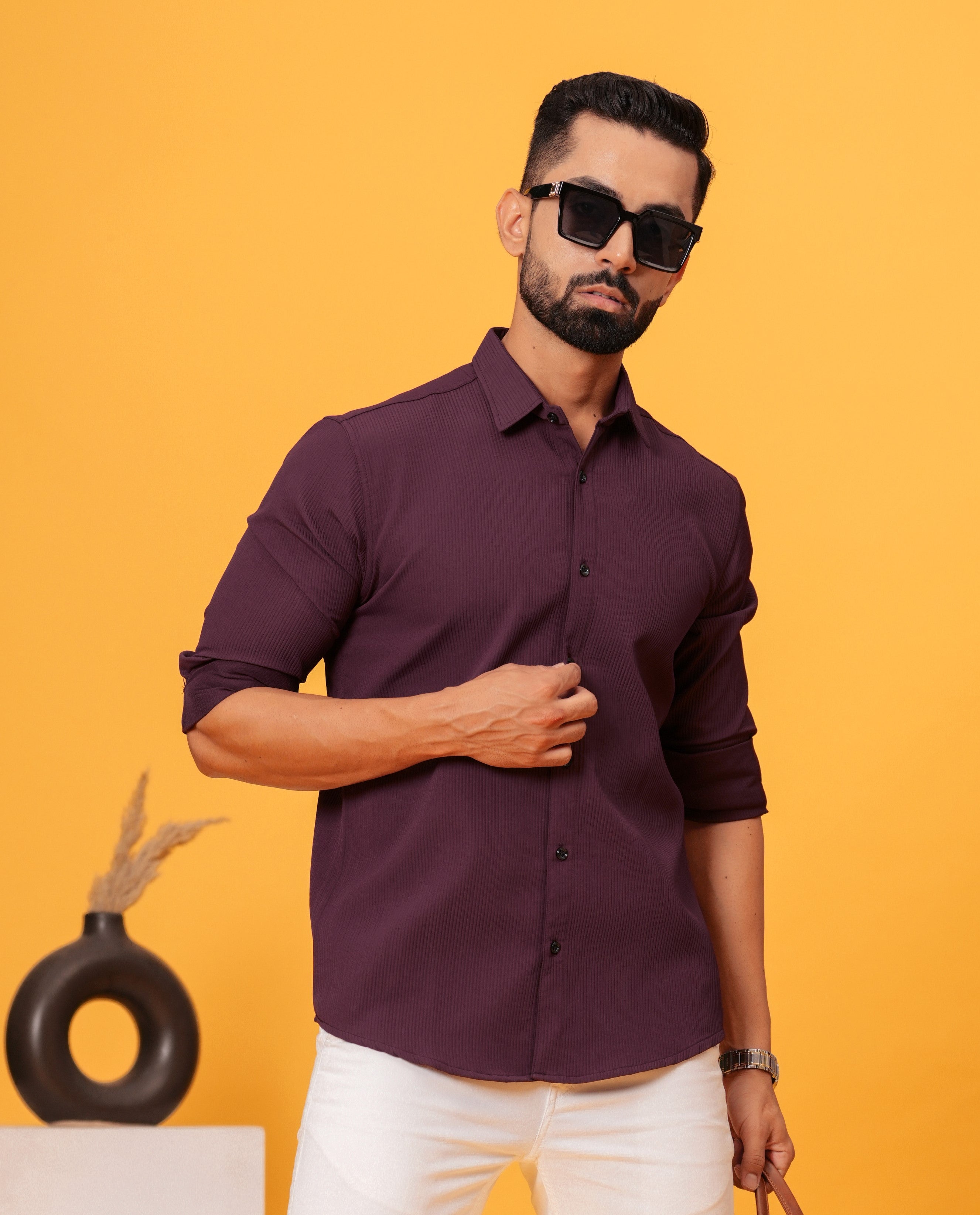 Wine Textured Shirt