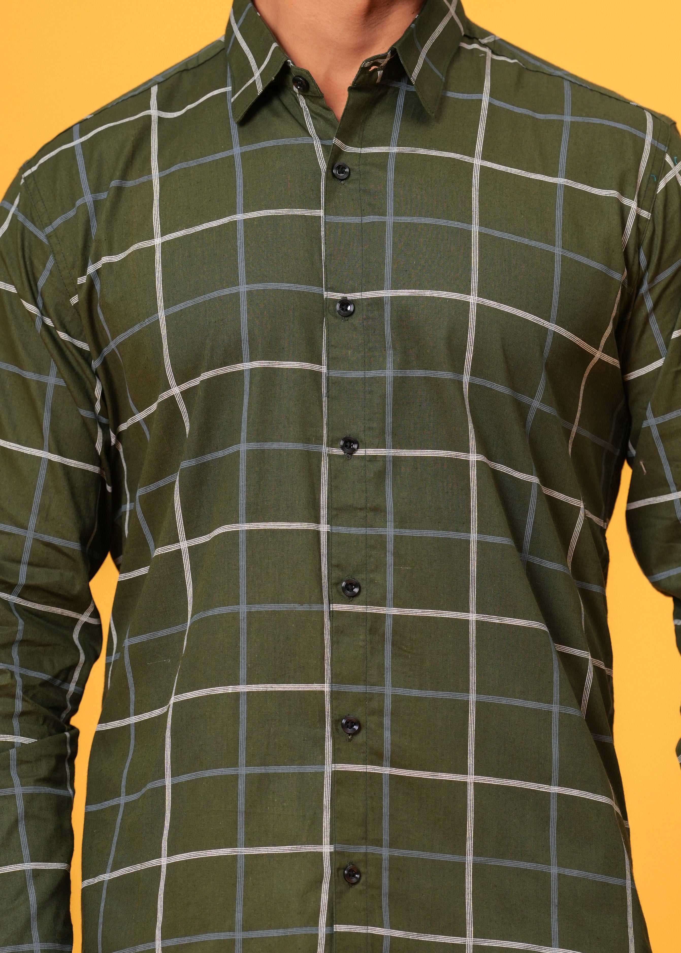 GREEN CHECKS COTTON SHIRT