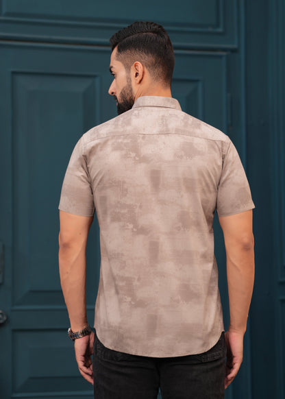 OYSTER BROWN HALF SLEEVES SHIRT