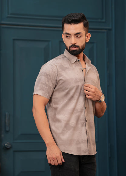 OYSTER BROWN HALF SLEEVES SHIRT
