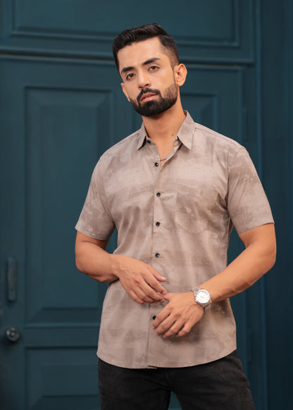 OYSTER BROWN HALF SLEEVES SHIRT