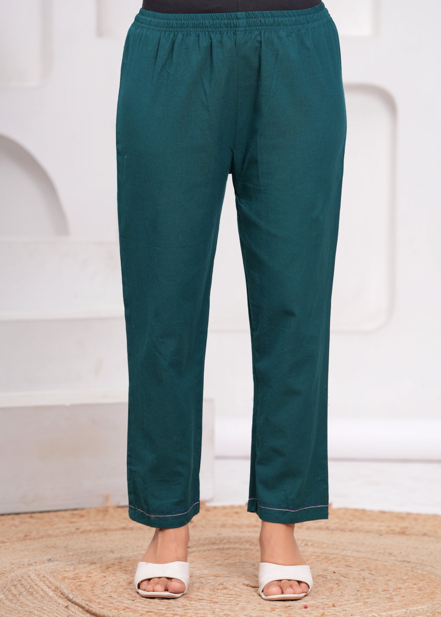 Sea Turtle Green Embroidered Cotton Flex Suit Set with Dupatta